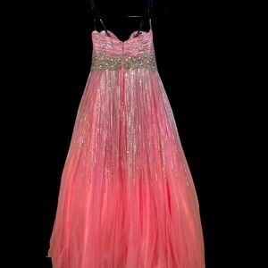 ALYCE-PARIS PROM DRESS SIZE 12 SOFT PINK WITH EXTENSIVE BEADING AND CRIN…
